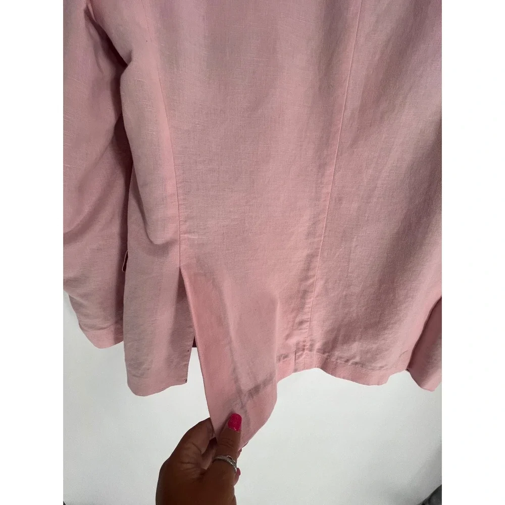 Nautica Linen Blend Blazer Sport Coat Men 44R Pink‎ Map Print Lining Hamptons